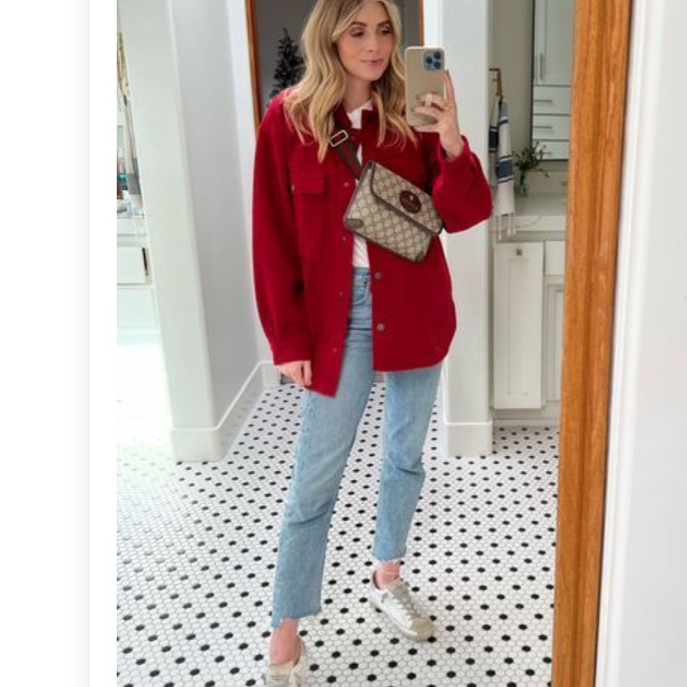 Vintage L.L. Bean Candy apple red chamois shacket sz 14